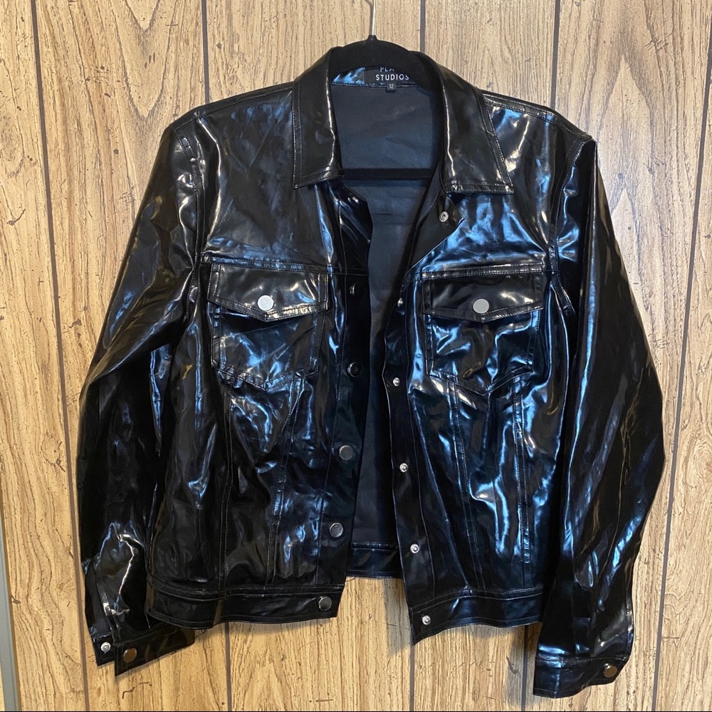 Patent Look Baddie Jacket 🖤🥀